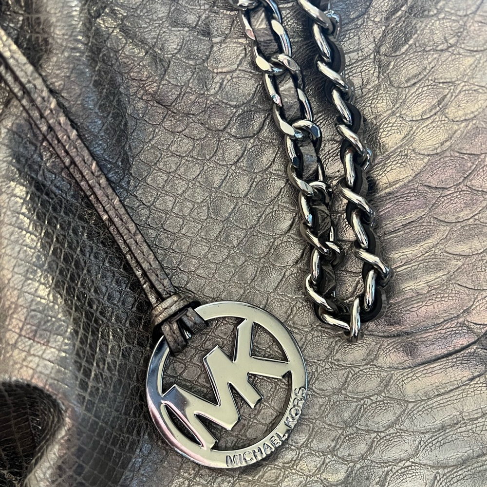 Michael Kors Metallic Silver Python Bucket Bag - image 3